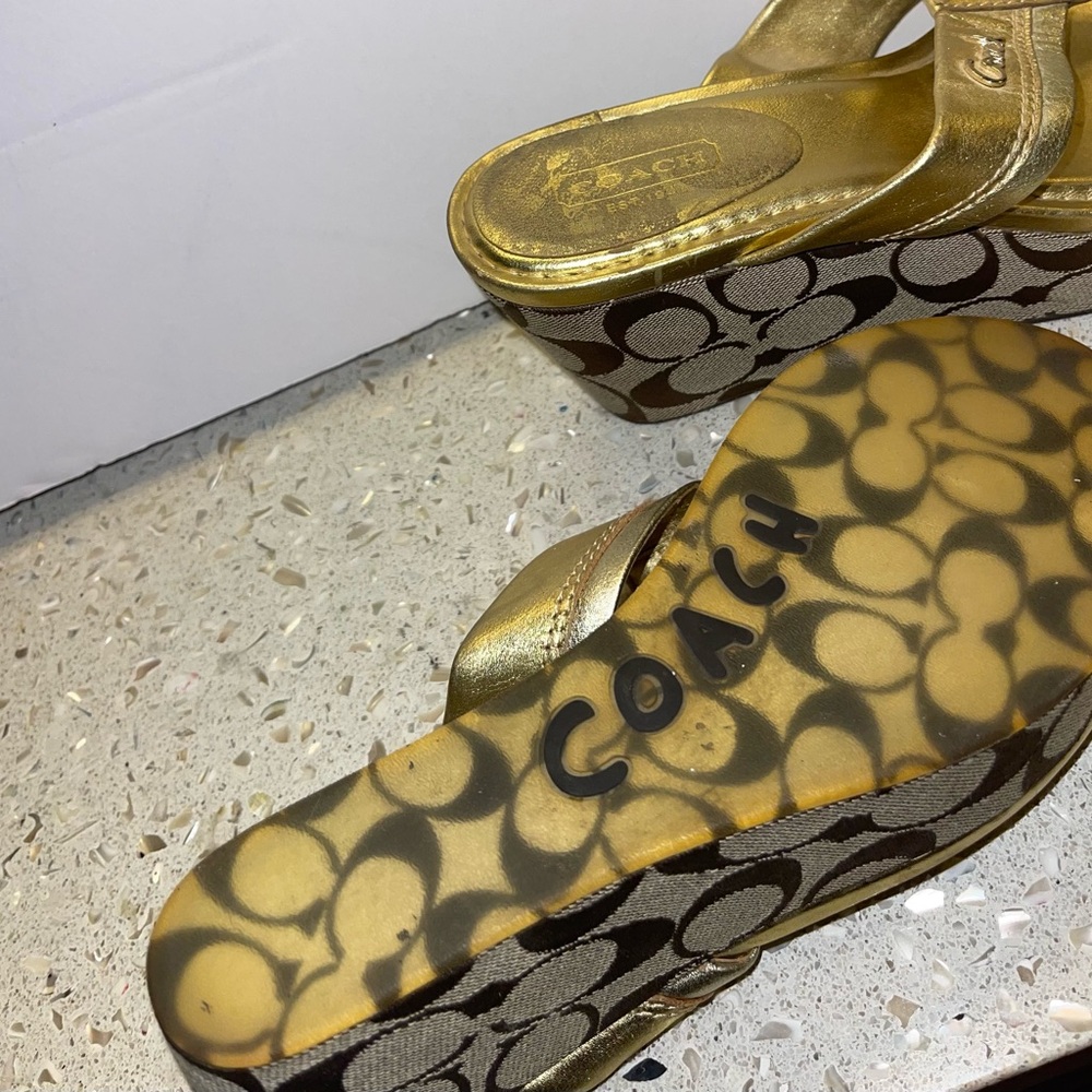 Coach Metallic Gold Platform Sandals 6.5 - Picture 5 of 5